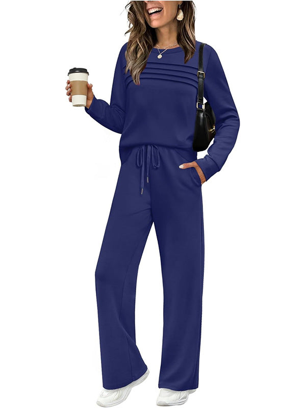🔥LAST DAY 60% OFF✨Women's Crew Neck Top & Drawstring Pants Set