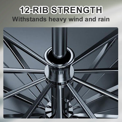 12 - Rib Large Foldable Windproof Umbrella - GoMart!