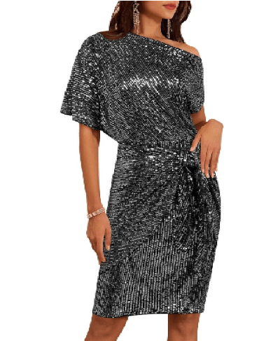 💃Last Day Sales - 49% OFF🎉Sparkly One - Shoulder Ruched Dress - GoMart!