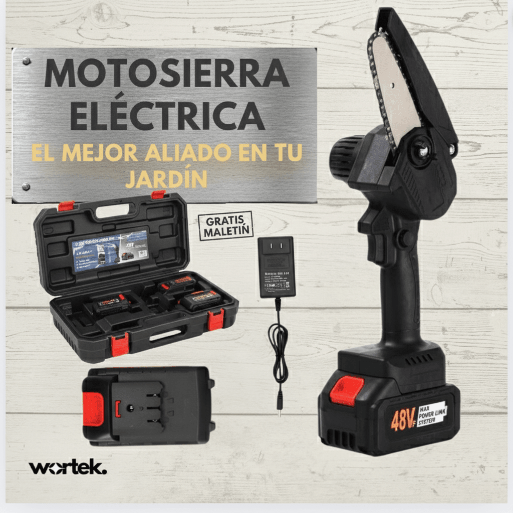 Mini Motosierra de Mano Portátil Recargable Original + Maletín GRATIS y 2 Baterías - GoMart!