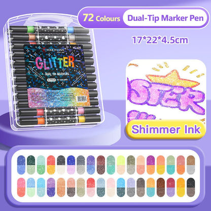⏳THE WEEK'S SPECIAL PRICE ￡7.99!!✨🎁Dual - Tip Glitter Marker Pen - GoMart!