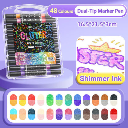 ⏳THE WEEK'S SPECIAL PRICE ￡7.99!!✨🎁Dual - Tip Glitter Marker Pen - GoMart!