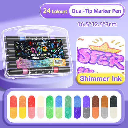 ⏳THE WEEK'S SPECIAL PRICE ￡7.99!!✨🎁Dual - Tip Glitter Marker Pen - GoMart!