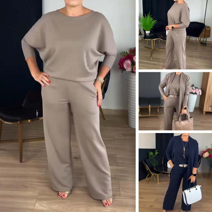 ⏳Time - Limited Special⏰Elegant 3 - piece set including long cardigan, top and pants💞Free shipping - GoMart!