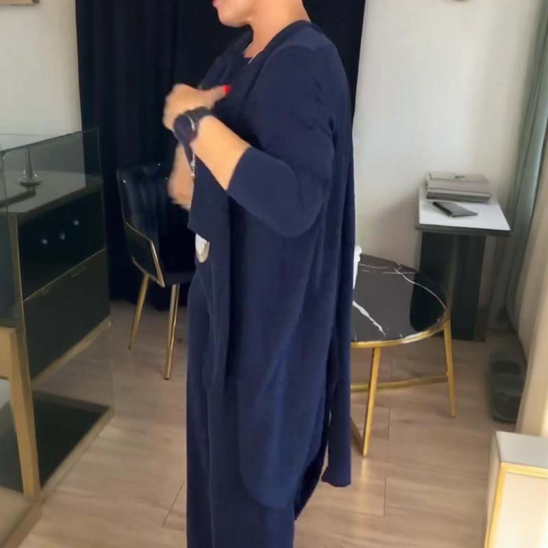 ⏳Time - Limited Special⏰Elegant 3 - piece set including long cardigan, top and pants💞Free shipping - GoMart!