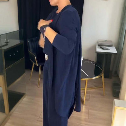 ⏳Time - Limited Special⏰Elegant 3 - piece set including long cardigan, top and pants💞Free shipping - GoMart!